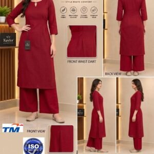 49% OFF ON KEVLOR ROMAN SILK KURTI PLAZZO SET 100% COMFORT FIT