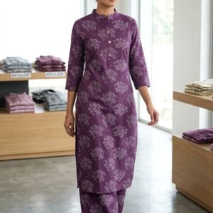 20% OFF ON KEVLOR LOTUS LUXURIUS VISCOSE KURTI PALAZZO 100% Comfort Wear. - Purple, 4XL